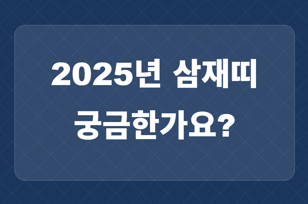 2025년 삼재띠 확인 (들삼재, 눌삼재, 날삼재 뜻?)